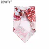 Zevity Women Vintage Totem Floral Print Sexy Strapless Chic Camis Tank Ladies Summer Backless Bowknot Wraps Slip Tops LS9344 210616