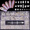 Tırnak Sanatı Rhinestones kiti akrilik kutulu 21 ızgaralar karışık boyutta set 1pc pick up kalem büyük kristal dekorasyonlar 3D ab düz gem3950052
