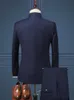 Conjunto de traje de cuello levantado para hombre, esmoquin, chaqueta y pantalones ajustados para hombre, vestido de negocios de boda de estilo chino para hombre, alta calidad 283m