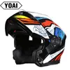 オートバイのヘルメットヘルメット男性Casco Moto ABS素材デュアルバイザーモジュラーフリップアップBTレーシ​​ングモトクロスドット承認