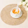 Table Mat Non-slip Linen Thickened Heat Insulation Braided Placemat Oval Coaster Cup Disc Pads Bowl Pad 3pcs PVC 210423