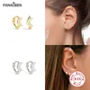 HOOP Huggie Panaoben 925 Sterling Silver Boucles d'oreilles pour femmes Piercing Earcelle Boucle d'os Zircon Snowflake Star Moon Croix Boucle d'oreille Judicieusement