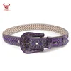 Fashion Alligator med Ston DNA Belt Pu Leather Purple Digner Rhintone Belt BB Simon2068579