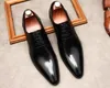 Recém-chegadas vestido homens sapato de couro genuíno sapato de Oxford para homens formal casamento escritório brogue sapatos negros marrom