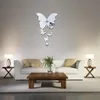 Relógios de parede Butterfly 3D Espelhado Adesivo redondo TV DIY adesivos de fundo da sala Decoração Decoração do banheiro da casa de banheiro2992923