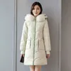 Casaco de inverno mulheres vermelhas M-2XL plus size pele solta com capuz parka coreano slim espesso para baixo jaqueta de algodão feminina lr905 210531