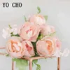 Cadeaux pour femmes YO CHO Bloom Artificielle Fausses Pivoines Fleurs en Soie Bouquet Toile de Fond pour Mariage Décoration de la Maison Fausses Fleurs Bleues 7 Têtes Pivoine