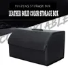 Pure black PU Leather Car Trunk Foldable Organizer Box Storage Bag Auto Trash Tool Bags Large Cargo Storages Stowing Tidying Interior Holders
