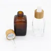 30ml Bamboo Essential Oil Bottle Dropper Lege flessen 20ml Amber met houten dop op voorraad