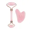 Face Roller Gua Sha Massage Tool Gift Set Natural Crystal Rose Quartz Rollers Facial Lifting Slimming Anti Wrinkle Cellulite Body Massager