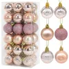 36st Rose Gold Plastic Christmas Balls Ornament 4cm Hang Pendant Ball Inomhus Nyår Xmas Tree Decor Hem Juldekoration P332S