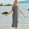 Bikini Cover-ups Boho V-neck Summer Beach Dress Tunic Women Plus Size Sexy Wear Swim Suit Cover Up Q1165 210420