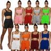 Womens Embroidery tracksuits outfits two piece set women summer clothes shorts casual sleeveless sportswear sport suit selling klw6398