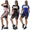 Plus Size 2XL Outfits de Verão Mulheres Ternos Jogger Panelados Tracksuits Manga Curta T-shirts + Calças Calças Dois Peça Set Sportswear Letras Casuais Sweatsuits 4856