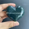 Natural Moss Agate Carved Puffy Crystal Love Heart Palm Stone Crafts - Pocket Massage Worry Stones for Body Chakra Balancing, Reiki Healing Gemstone and Crystal Grid
