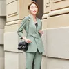 Lauri Laki Elegant Blazer Jacket Women With Belt Solid Office Ladies Fomral Ol Three Quarter Sleeve Coats Summer 210930