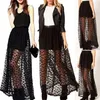 Casual Women Skirts Elastic High Waist Ruffle Polka Dots Mesh Long Tutu Skirt Sheer Tulle Net Party