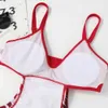 Trajes de baño rojos Traje de baño con cinturón sexy Mujeres Correa cruzada Vendaje Ropa de playa Trajes de baño de verano 210712