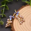 Natural Słodkowodne Pearl Drop Kolczyki Cloisonne Liść W Kształcie Dangle Kolczyk Dla Kobiet Dziewczyny Party Prezenty Boho Moda Biżuteria