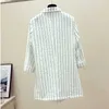 Aelegantmis Bahar Kadın Casual Blazer Ceket Çizgili Gevşek Artı Boyutu Ofis Bayan İş Takım Elbise Ceket Bayanlar Iş Blazers 210607