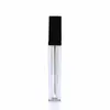 2021 6ml Empty Square Lip Gloss Tube Plastic Clear Lipstick Lip Balm Bottle Container with Lipbrush Black Cover for Travel and Home Use