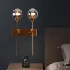 Nordic Crystal LED Gold Wall Lamps Bedroom Headlight Modern Luxury Living Room Sconces Lights Glass Ball Bathroom Fixtures Lamp