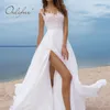 Mulheres Mulheres Longa Partido Comprimento Sexy Split Branco Lace Maxi Vestido 210415