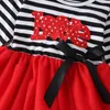 1-5 Jahre Valentinstag Kleinkind Kind Baby Mädchen Kleid Langarm Gestreifte Liebe Tüll Kleider Sommer Kinder Kostüme 210515