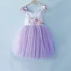 Flofallzique Baby Girls Dress 2020最新ファッションスタイルレトロ花の花弁袖プリンセスチュチュ服クリスマスパーティーの結婚式Q0716