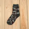 Mens Green Army Socks Fashion Trend Cotton Casual Ankel Sock Sommar Kamouflage för Team Party Playing Games 5 Färgfri Storlek