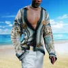 Frühlings-Outdoor-Hemden Blusa Print Long Sleeve Button Up Hawaiian Printed Men Vintage Herumn Casual Top Fashion T-Shirts Logo auf BA249D