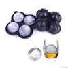 Kitchen Tools 4-Cavity Silicone Ball Ice Cube Maker Multifunctional Cocktail Whiskey Form For Cubes Trays MoldTool