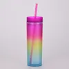 450 ml Gradiënt Kleur Tumbler met rietjes Zomerfeest Drankjes Cup Herbruikbare Plastic Skinny Tumblers RRA12474