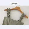 Zevity 여성 패션 주름진 러프 스트랩 슬링 뜨개질 T 셔츠 여성 세련된 캐주얼 슬림 탑스 레이디 의류 T687 210603
