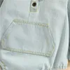 Macacões Bebê Meninos Meninas Casuais Denim Pano Romper, Primavera Forma De Moda Azul Cor Sólida Manga Longa Collared, 0-24 Meses