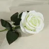 Pojedynczy Faux Velvet Rose Długie łodygi i zielony urlop Sztuczne kwiaty Stół Wedding Hotel Decoration Gift RRD12730