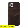 For Iphone With Samsung Phone Cases Cellphone Cover With Box Fashion Designer Brown Flower Leather Card Holder Pocket 13 13Pro 12 11 Pro Max Xs Xr Xsmax Note20 S20