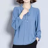 Primavera Manga Longa Sólida Mulheres Blusa Chiffon Casual Vintage Plus Size Cardigan Shirt Tops Feminino Blusas 7922 50 210508