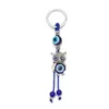 Trendy Owl Blue Evil Eye Porte-clés Porte-clés de voiture Sac à main Charme Pendentif Bijoux Cadeau pour la protection et la bénédiction Accessoires mignons G1019