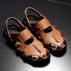 Мужские сандалии из натуральной кожи, римские 39, легкая дышащая повседневная обувь, летние уличные гладиаторы Sandalia Masculina 14295