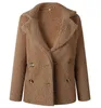 imitation fur coat women's collar short long sleeve artificial green lamb cashmere 211207