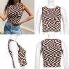 Plaid Drukowane Y2K Dzianiny Damskie Tank Topy Lato Harajuku Vintage Crop Tee Streetwear Estetyczne Cute Shirts 2021 Cuteandpsycho Y0622