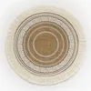 NEW Creative Placemats Vintage Linen Fabric Round Tassel Mats Farmhouse Woven Jute Pads for Dining Room Kitchen Table Decor