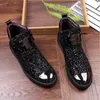 Paillette Martin Çizmeler erkek Glitter Sıcak Deri Moda Yüksek Üst Ayakkabı Kore Versiyonu Trend Gençlik Casual Erkekler Ayakkabı Kovboy Ayak Bileği