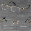 Metal Classic Leopard Series Rimless Optical Reading Frames Marbling Eyeglasses 18K Gold Frame Glasses Men Myopic Cat Eye Round Ey266x
