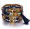 Multilayer Wood Beads Strands Kwastje Tree of Life Charm Armbanden Boheemse Strand Stijl Armbanden voor Dames Gift Pols Mala Armband 5 stijlen