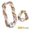 Mixed Chips (rose white quartzs gray pearl peridot ) Natural Stone Necklace DIY Jewelry Women Gifts