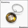 Nyckelringar Smycken spel Genshin Impact Keychain Is Grass Fire Elements Eye of God Glass Cabochon Pendant KeyRing Gifts Y0728 Drop Delivery 2