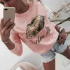 Long Sleeve Women Blouse And Tops Shirt Autumn Lips Letter Printed White Ladies Blouse For Female Tops Shirt O Neck Beading 210419