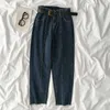 Mode jeans vrouwen herfst dames hoge taille All-match casual recht-beenbroek riem inclusief vintage denim broek 210420